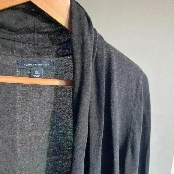 Tommy Hilfiger Womens Black Preppy Prep School Old Money Open Sweater Small - Picture 4 of 5